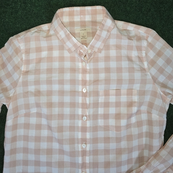 J. Crew | 100% Cotton Gingham Lightweight Button Down Womens Blouse SIZE 0 - Picture 4 of 15